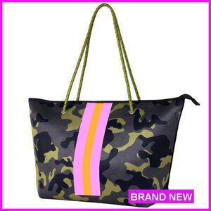 Large Neoprene Tote Bag with Zipper Pockets Waterproof Travel Beach Gym